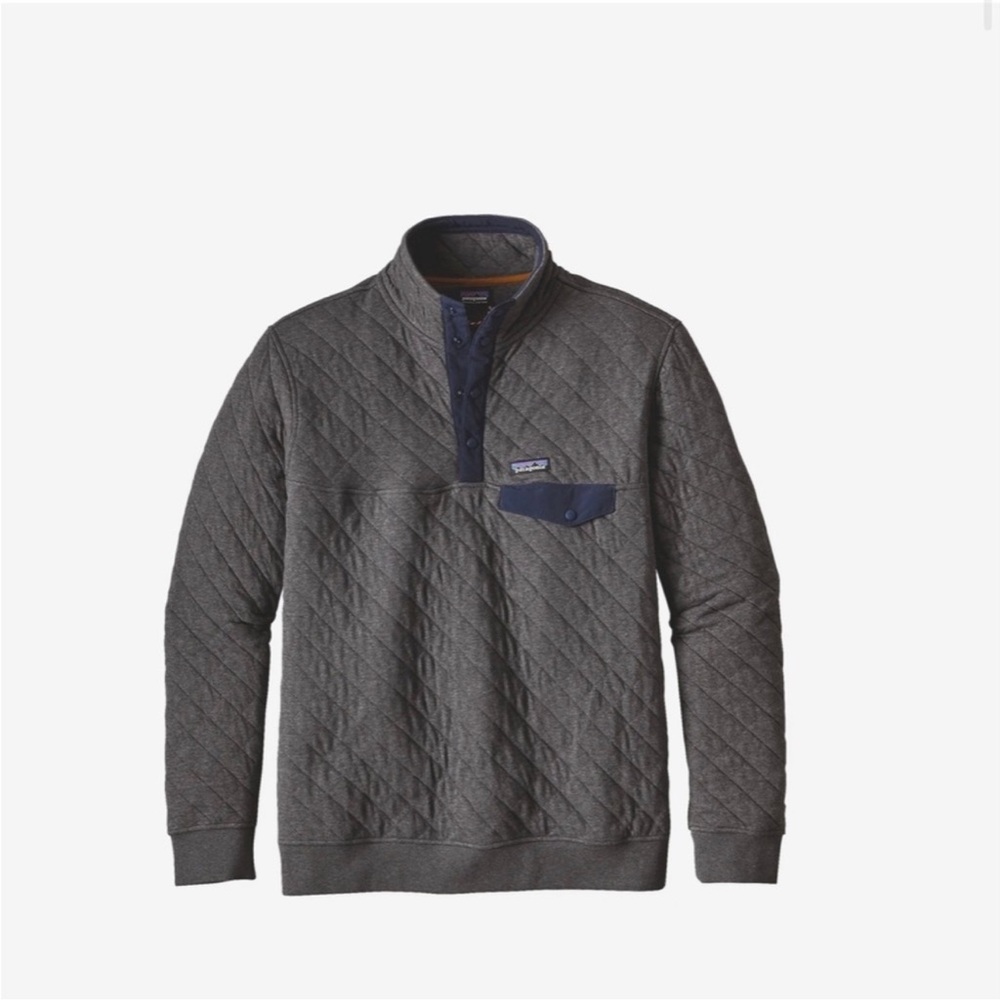 Patagonia Organic Cotton Snap T Quilted Pullover in Forge Grey